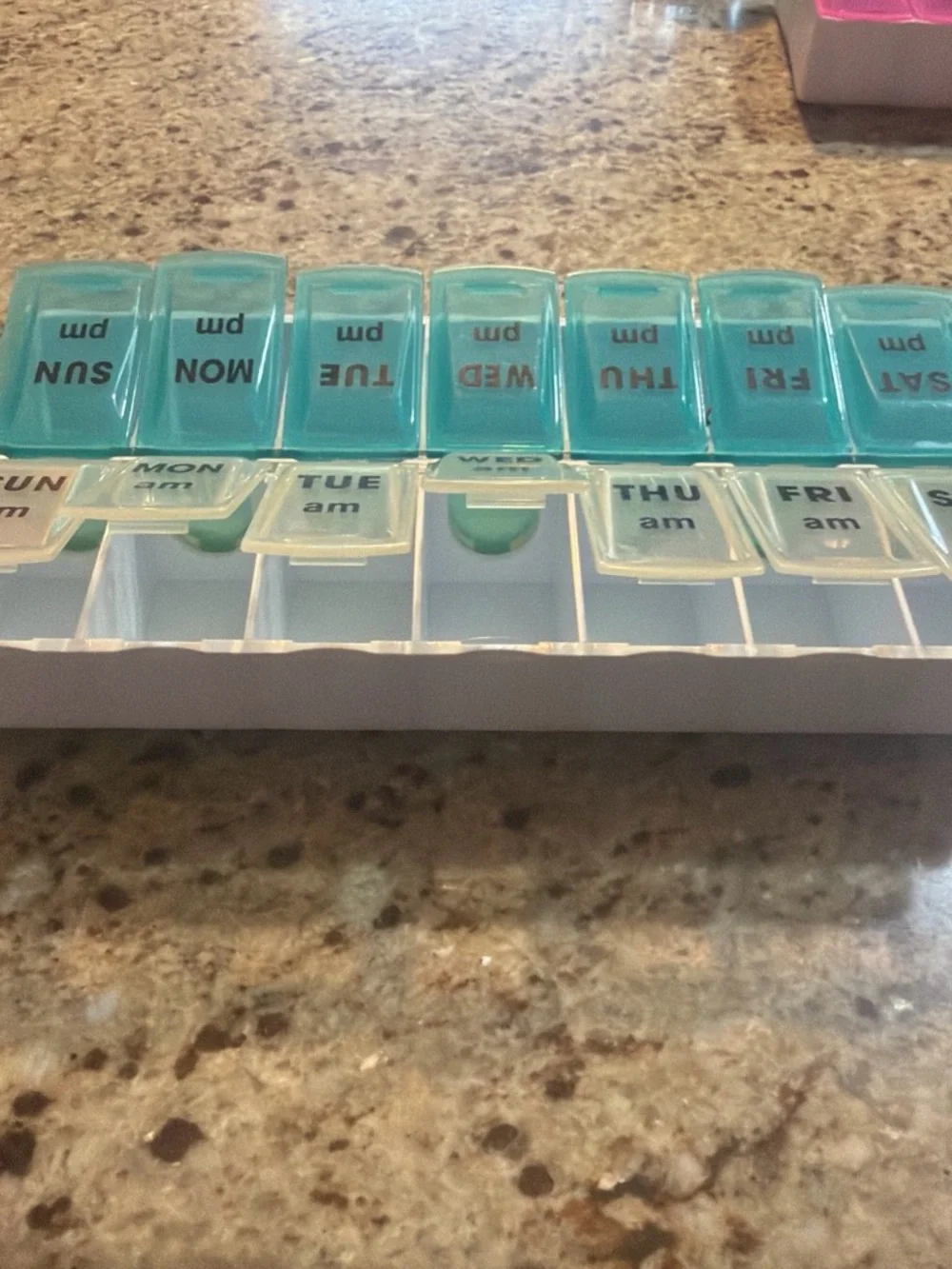 Weekly AM/PM Pill Organizer - Blue & Clear